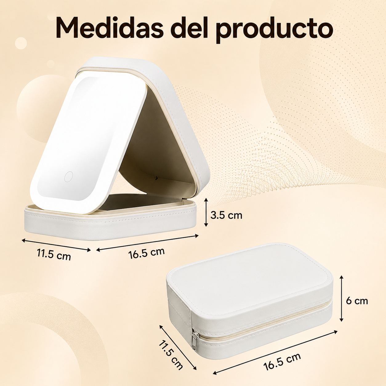 Neceser Portátil con Espejo LED para Maquillaje