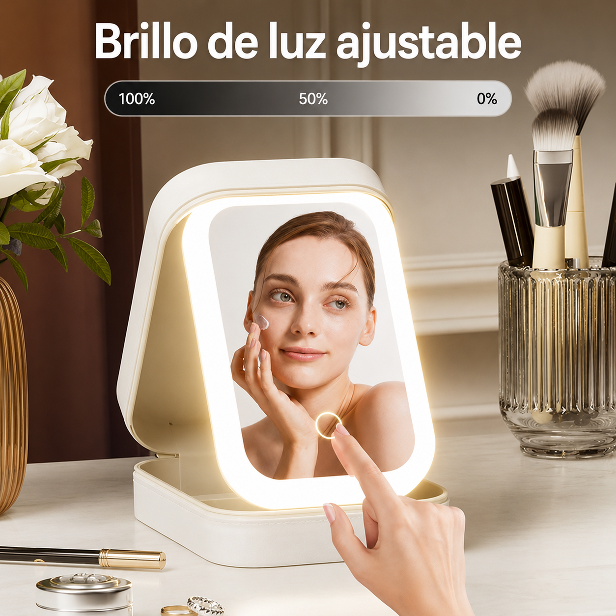Neceser Portátil con Espejo LED para Maquillaje