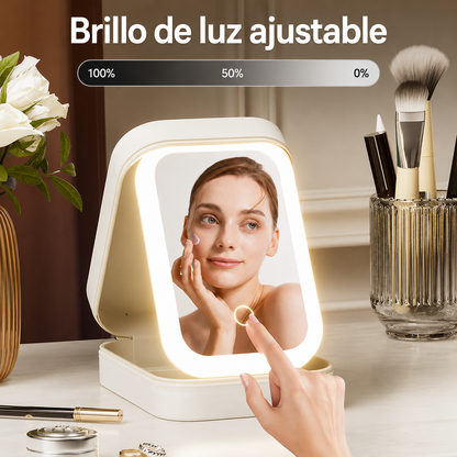 Neceser Portátil con Espejo LED para Maquillaje